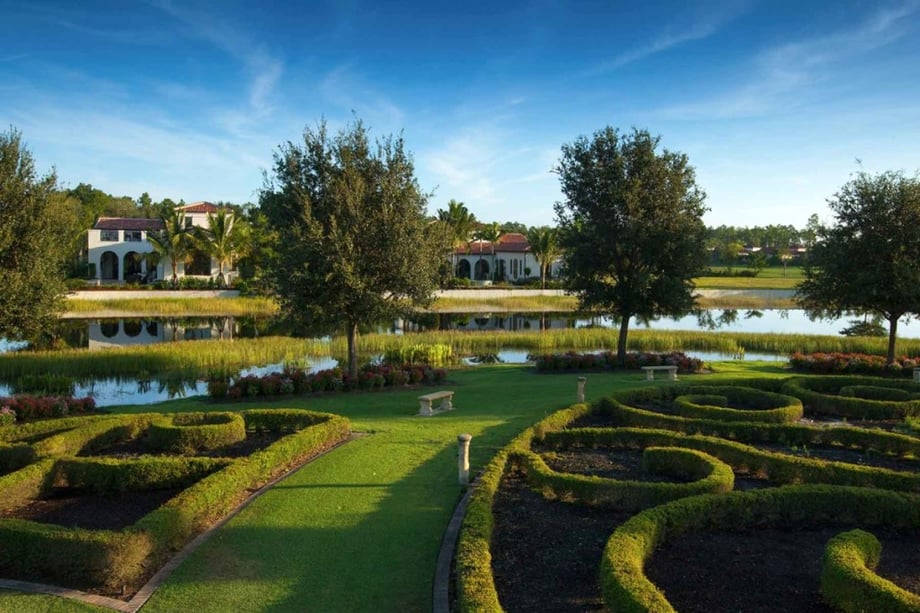 Courtyards in villa homes are just the start of the lush natural beauty in Mediterra.